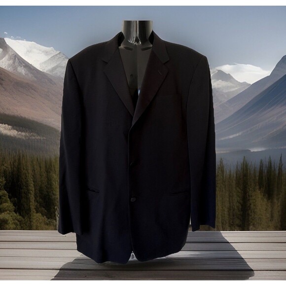 Donna Karan Signature Mens Blazer 44R Black Wool Sport Coat Made In Italy